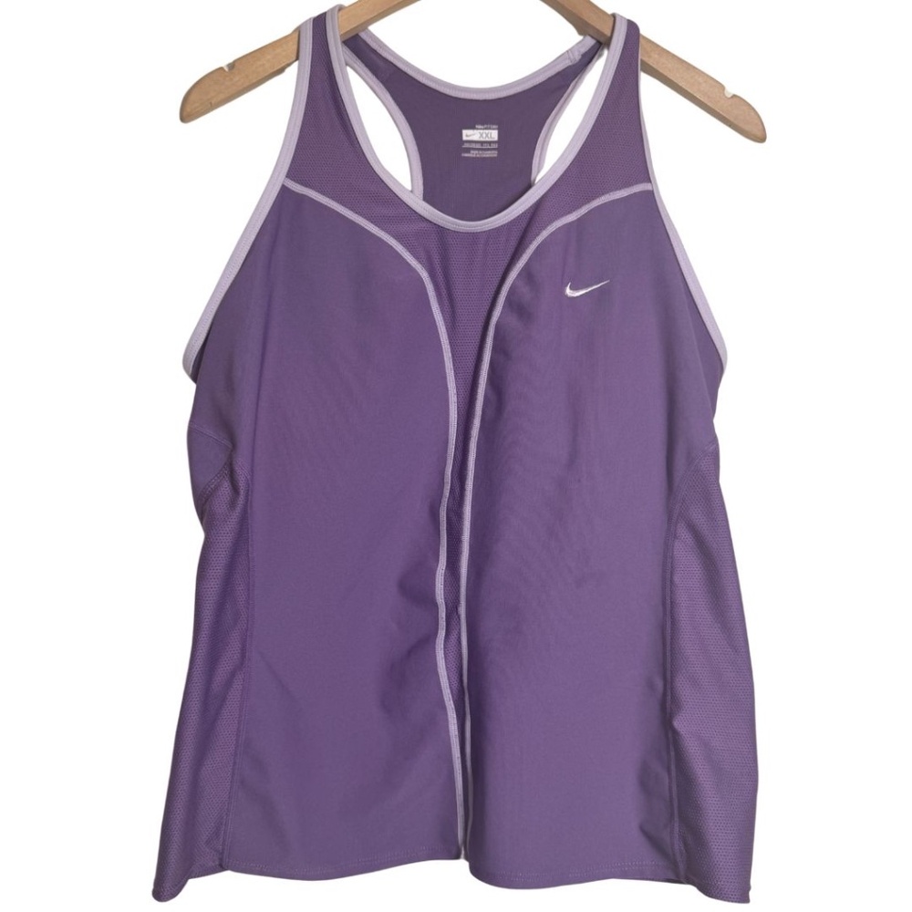 👉 Nike Dri-FIT Racerback Tank Top XXL Purple Built-in Bra Pockets Activewear